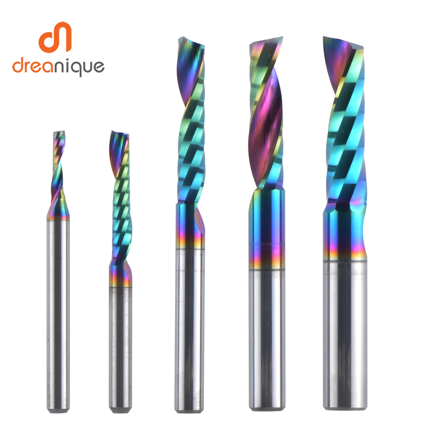 1pc AAAAA Single Flute Carbide Spiral End Mill 3.175 ,4,5,6mm Aluminum Milling Cutter Engraving Woodworking Acrylic DLC Coating