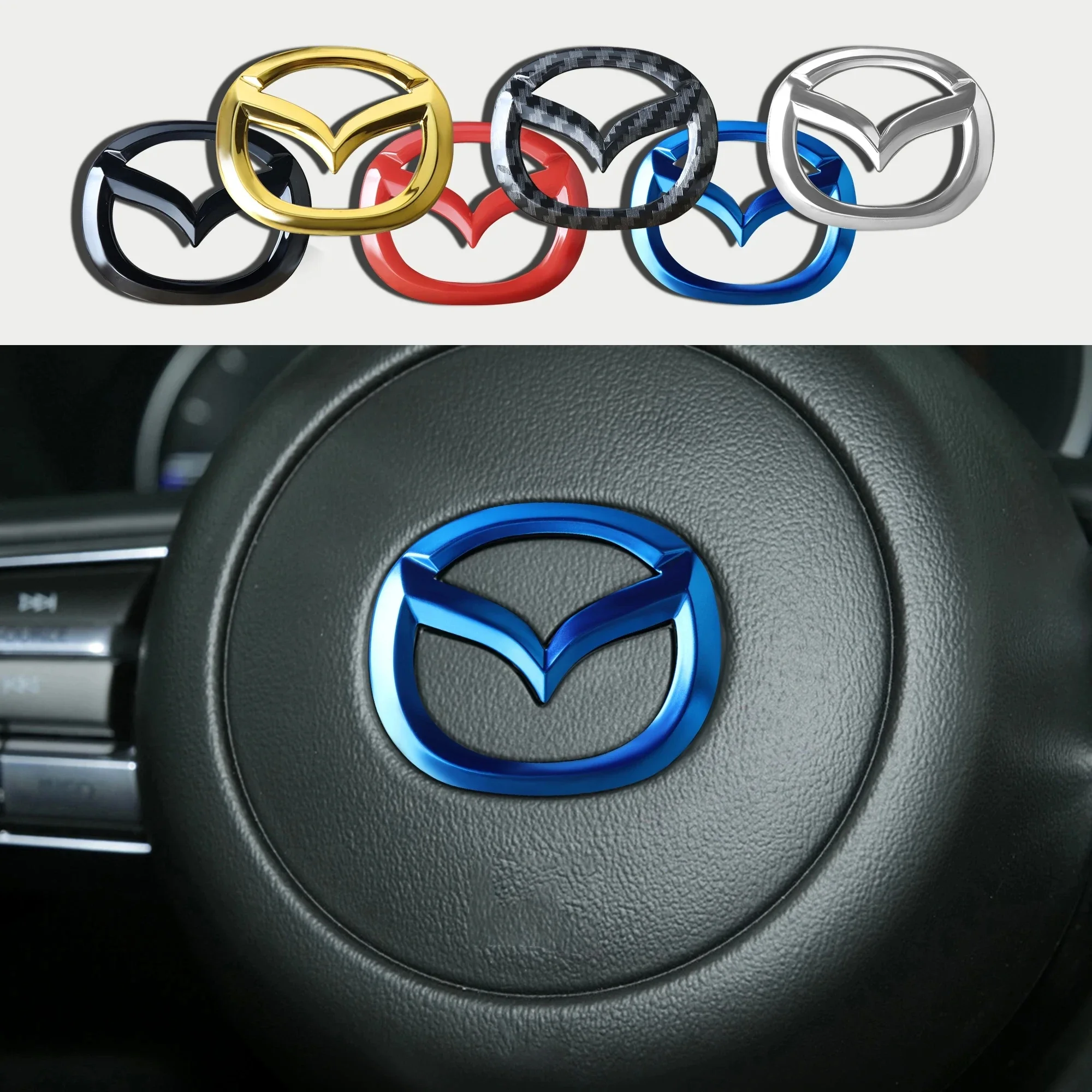 1pc ABS Car Steering Wheel Center Emblem Sticker Auto Interior For Mazda Speed MS 3 5 6 Axela Atenza CX-3 CX4 CX5 CX8 CX7 MP RX