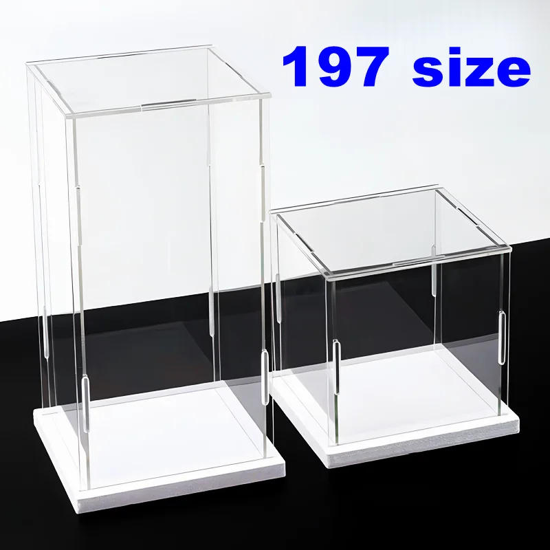1pc Transparent self-assembled display box, transparent dustproof protection storage cabinet, white base Labubu storage box