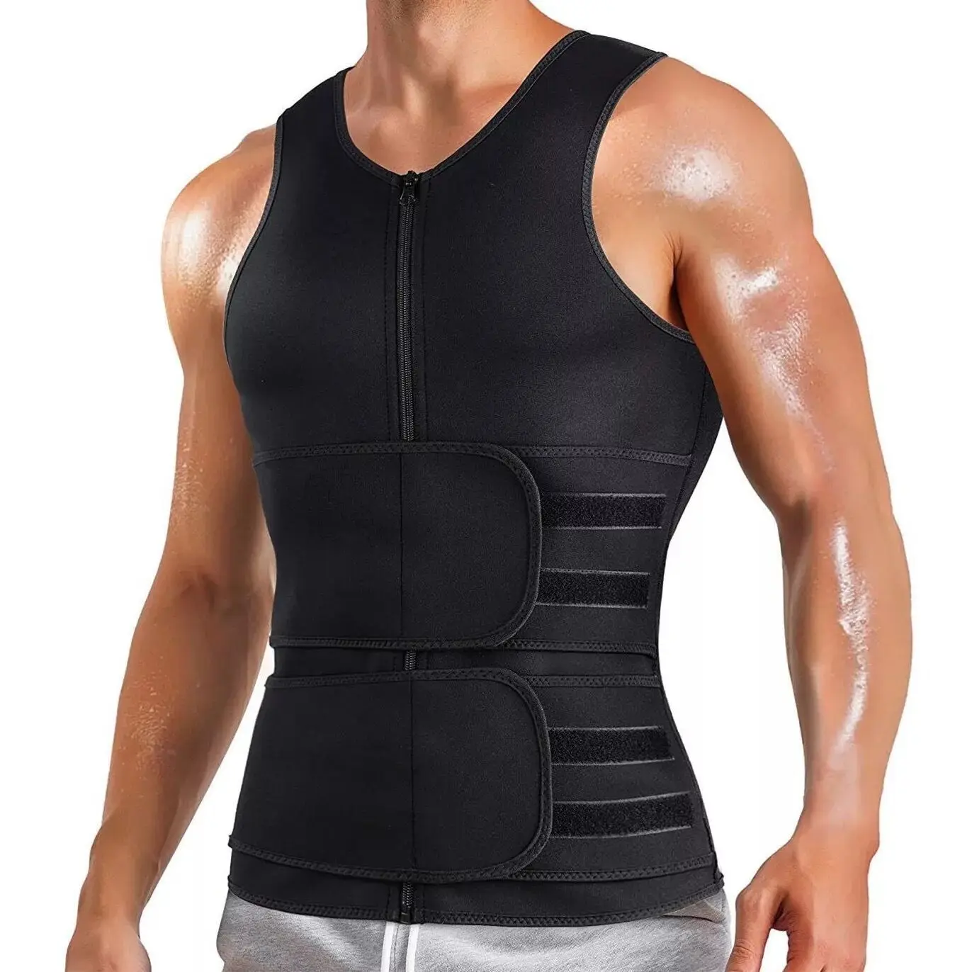 1pcs Men's corset Waist Trainer Men Slimming Body Shaper Vest Zipper Velcro Strap Correction Abdomen Tank Top Fitness Shapewear