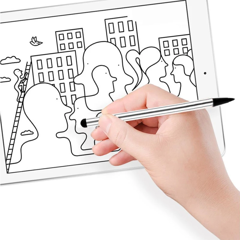 2 in 1 Universal Tablet Pen Phone Capacitive/Resistive Stylus Pen for IPhone Ipad Android All Touch Screens Rubber Stylus Pens