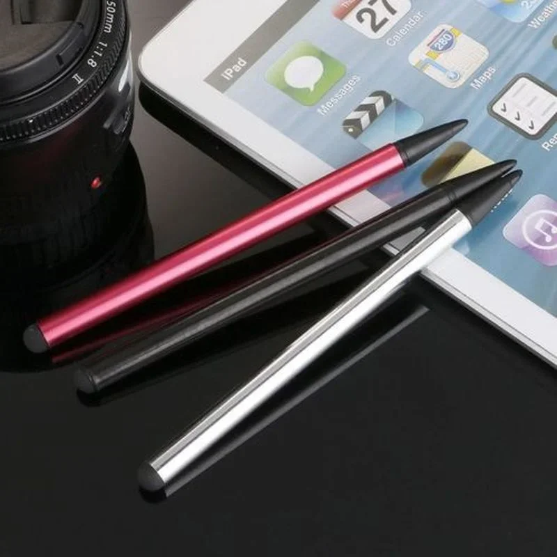 2 in 1 Universal Tablet Pen Phone Capacitive/Resistive Stylus Pen for IPhone Ipad Android All Touch Screens Rubber Stylus Pens
