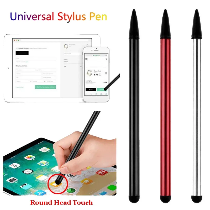 2 in 1 Universal Tablet Pen Phone Capacitive/Resistive Stylus Pen for IPhone Ipad Android All Touch Screens Rubber Stylus Pens