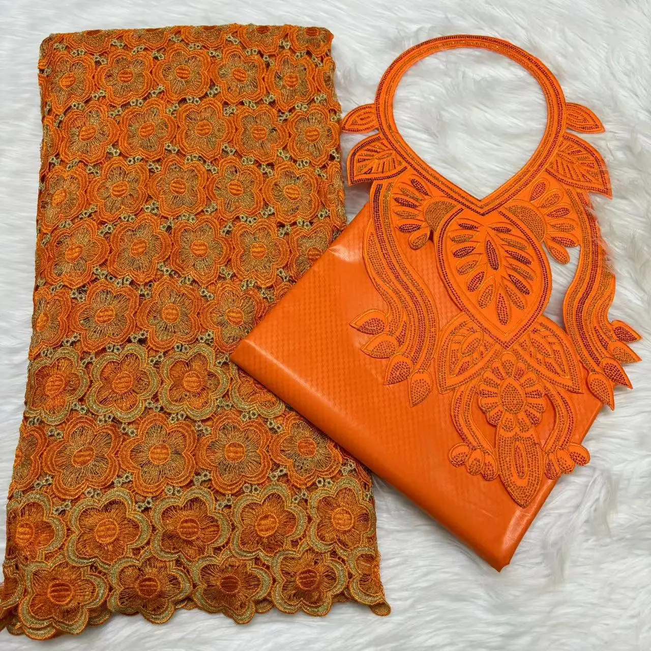 2.5+2.5Yards Swiss Voile Lace Fabric Newest Embroidery With African Bazin Riche Fabric Set For Versatile Occasion Use L511-7