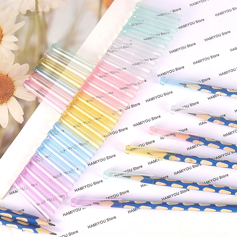 20-5 PCS Clear Plastic Pencil Cap Transparent Pencil Top Pencil Protective Cap Extender Hard sturdy Cute Pink Blue Green Purple