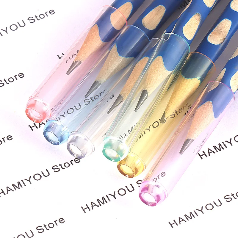 20-5 PCS Clear Plastic Pencil Cap Transparent Pencil Top Pencil Protective Cap Extender Hard sturdy Cute Pink Blue Green Purple