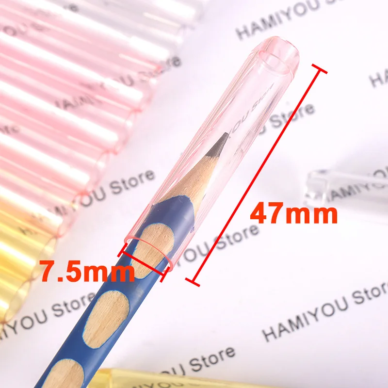 20-5 PCS Clear Plastic Pencil Cap Transparent Pencil Top Pencil Protective Cap Extender Hard sturdy Cute Pink Blue Green Purple