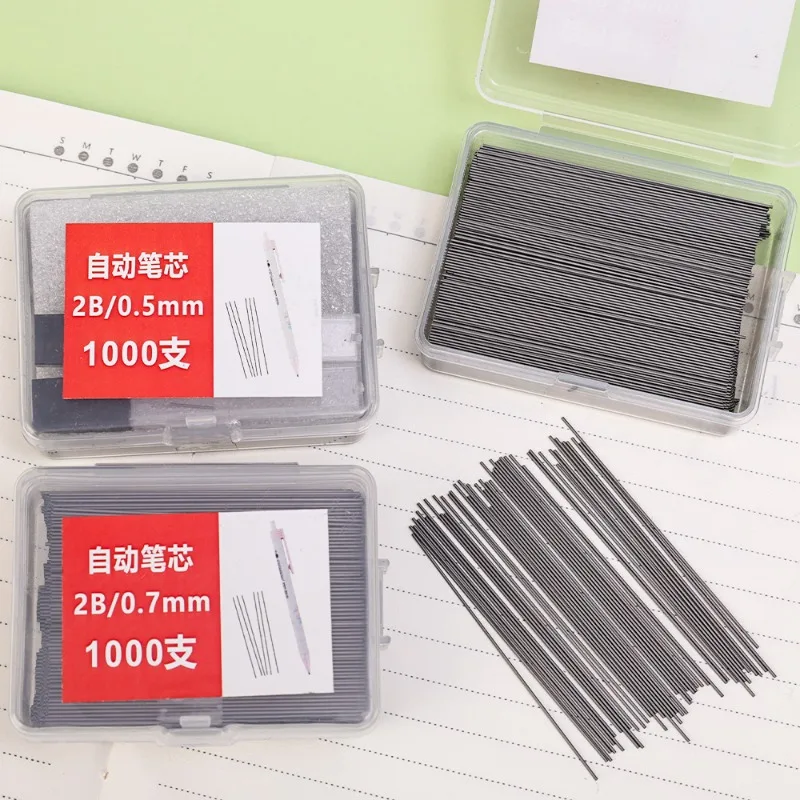 2000-100Pcs Mechanical Pencil Lead Core Refills 0.5/0.7mm Large Capacity Replaceable Pencil Refill for Student Office Stationery