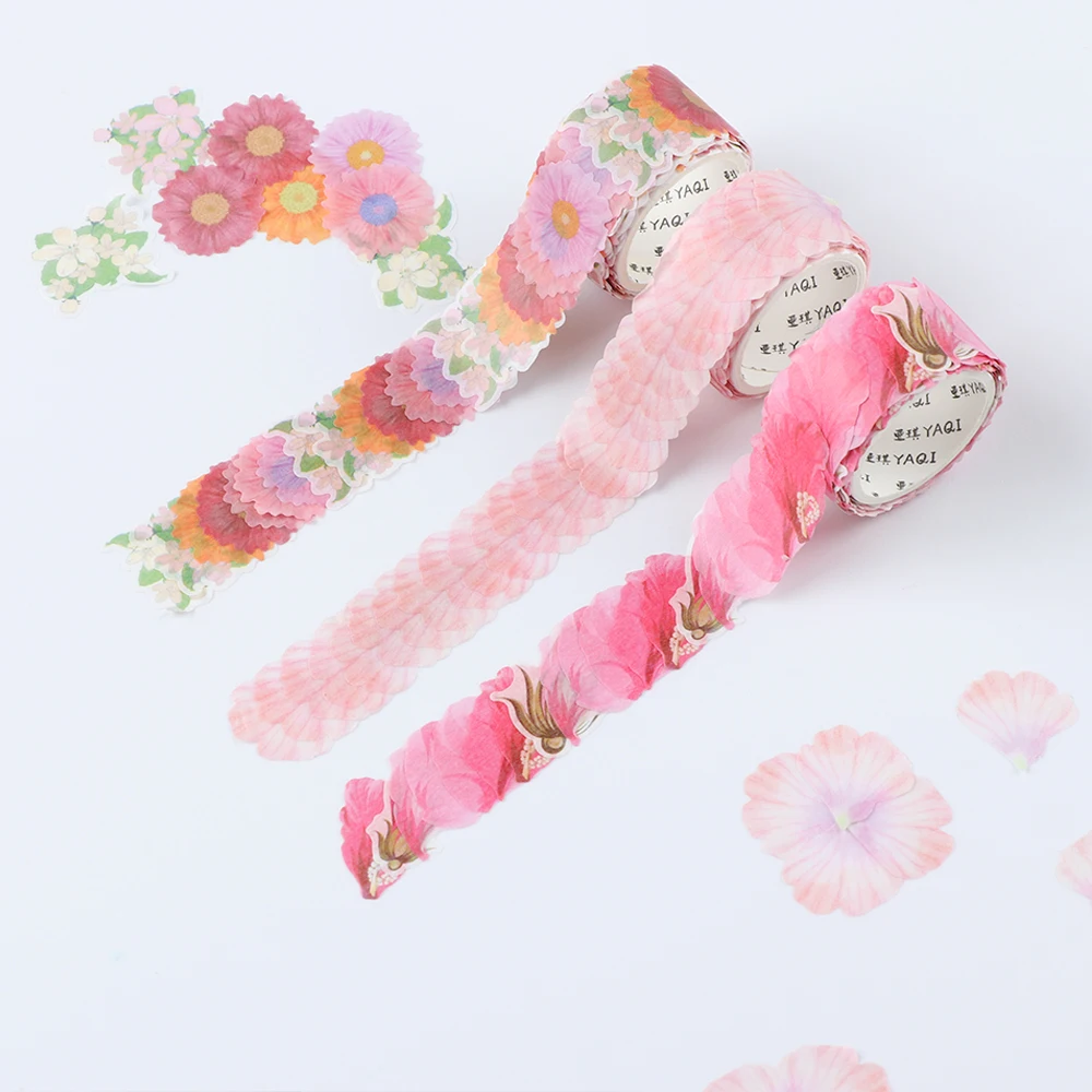 200PCS/Roll Flower Petals Washi Tape DIY Scrapbooking Diary Paper Stickers Roll Cute Adhesive Paper Tape Stationery Sticker