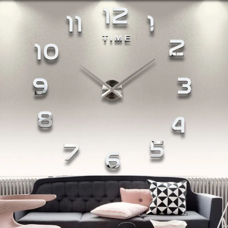 2026 Modern Design Large Wall Clock 3D DIY Quartz Clocks Fashion Watches Acrylic Mirror Stickers Living Room Home Decor Horloge
