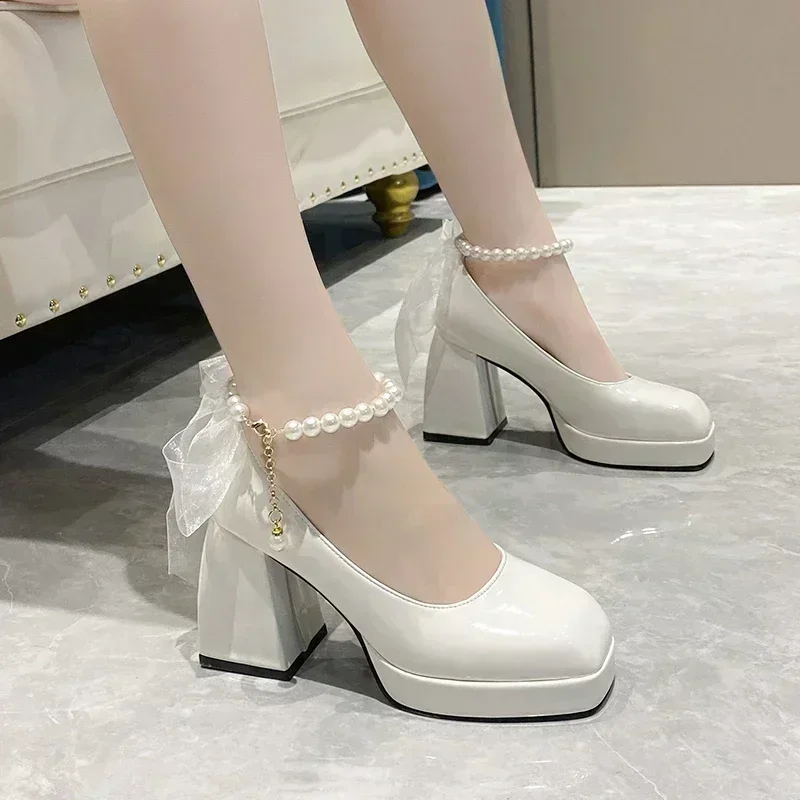 2024 Shoes for Women High Heels Mary Jane Shoes Pumps New Ladies White Women Heels Platform Shoes Women's Heels Zapatos De Mujer