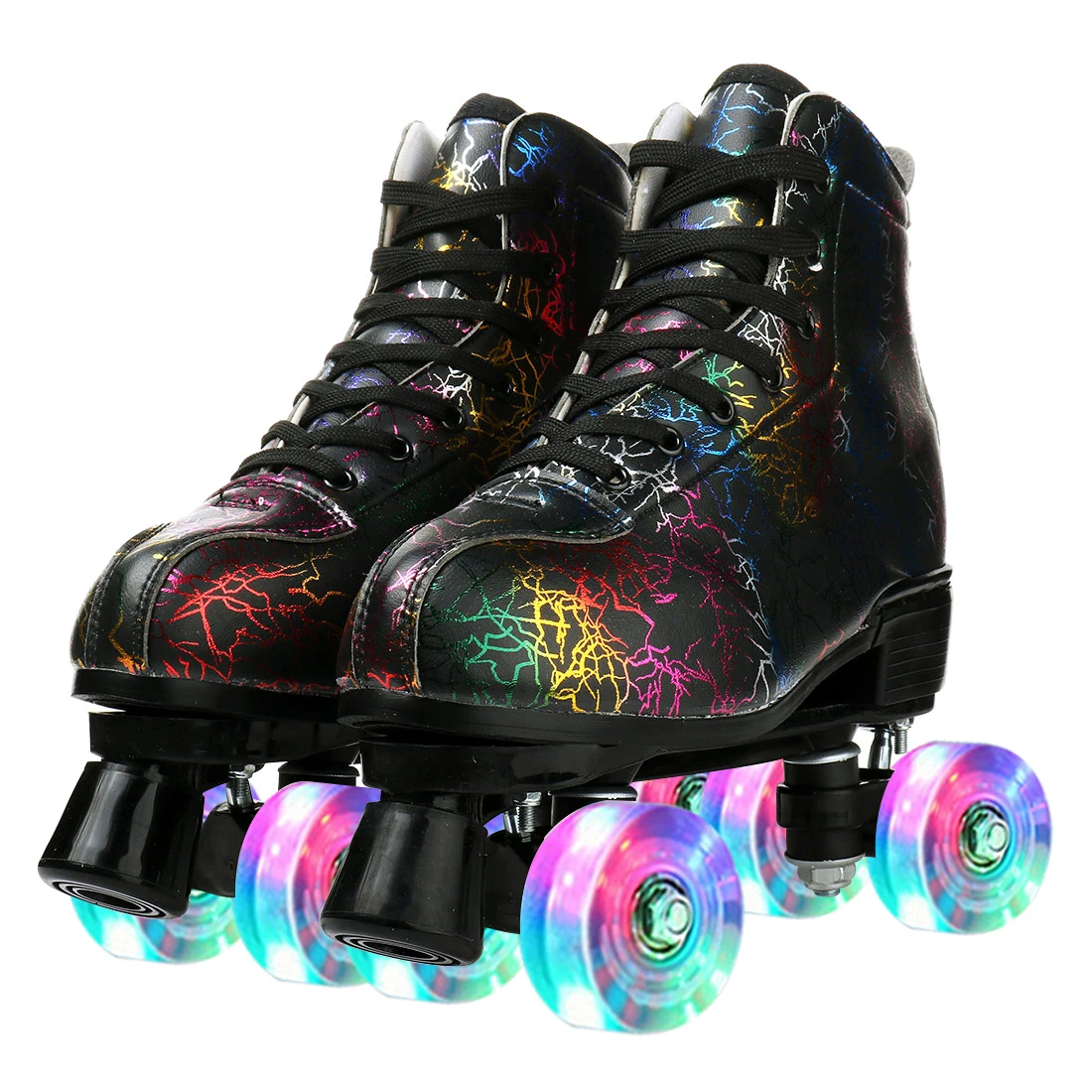 2025 Flashing Quad Roller Skates Women Adult Beginner Outdoor Sliding PU Leather ABEC-5 Bearing 4 Wheels Sneakers Skating Shoes