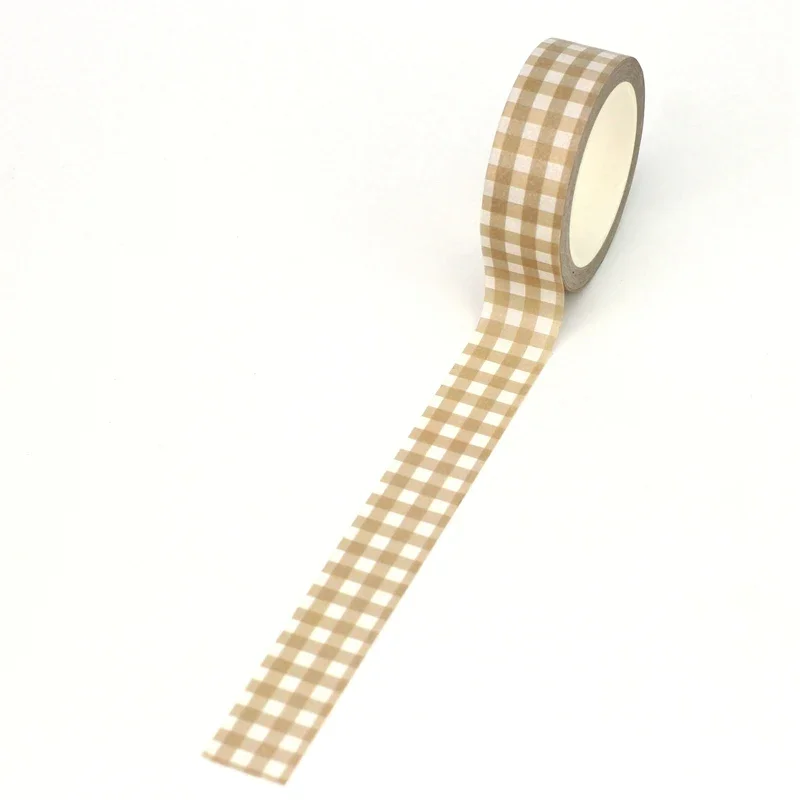 2025 NEW 1PC 10M Deco Beautiful Brown Plaid Washi Tapefor Scrapbooking Journaling Adhesive Masking Tape Cute Stationary
