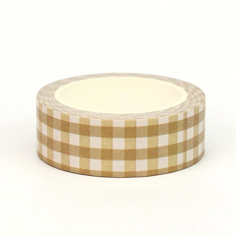 2025 NEW 1PC 10M Deco Beautiful Brown Plaid Washi Tapefor Scrapbooking Journaling Adhesive Masking Tape Cute Stationary