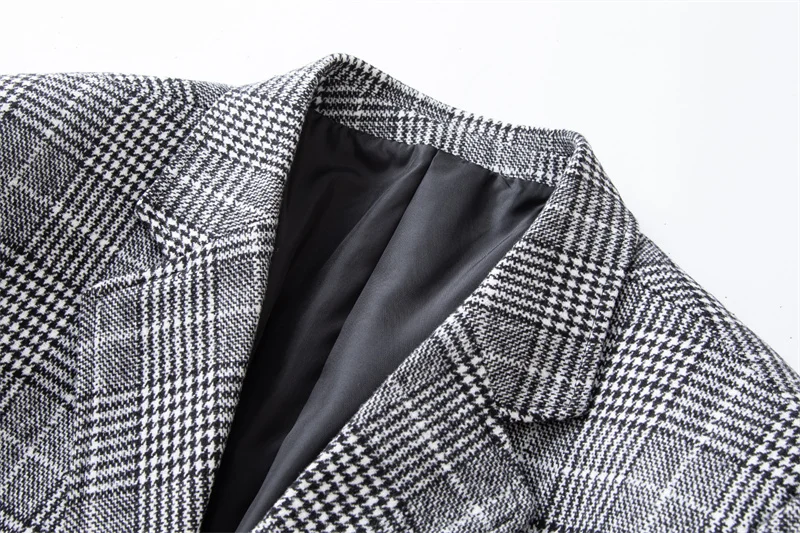 2025 Spring and Autumn Thin Suit Men's Casual Business Striped Suit Men's Youth Fashion Ironing Top Retro Plaid Tops