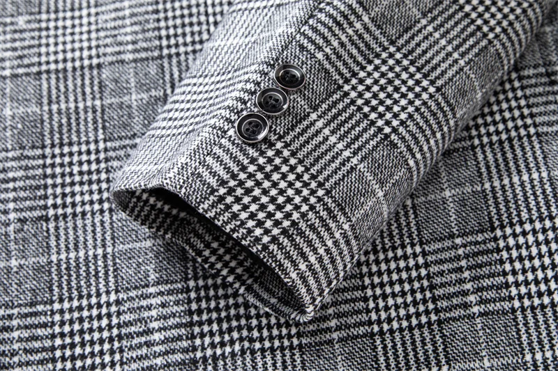 2025 Spring and Autumn Thin Suit Men's Casual Business Striped Suit Men's Youth Fashion Ironing Top Retro Plaid Tops