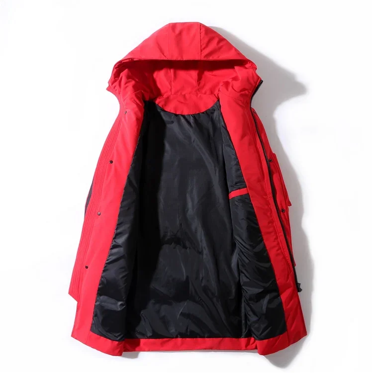 2025 Winter Men's Down Jacket Hooded Fashion Long Parkas Windproof Waterproof Thick Warm Coat