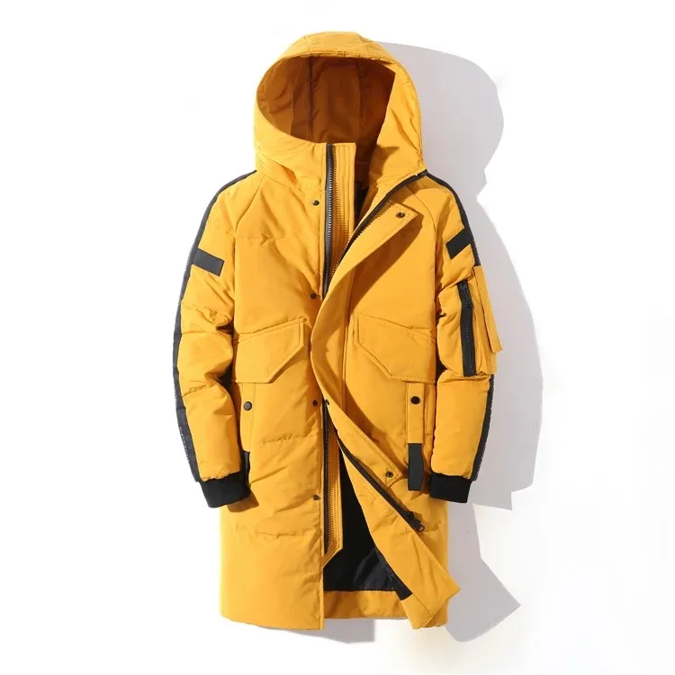 2025 Winter Men's Down Jacket Hooded Fashion Long Parkas Windproof Waterproof Thick Warm Coat