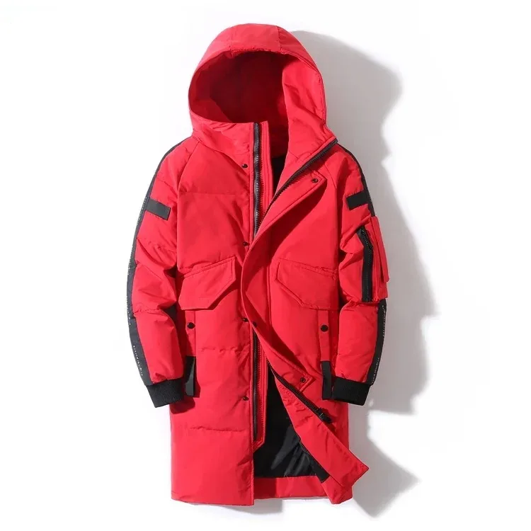 2025 Winter Men's Down Jacket Hooded Fashion Long Parkas Windproof Waterproof Thick Warm Coat