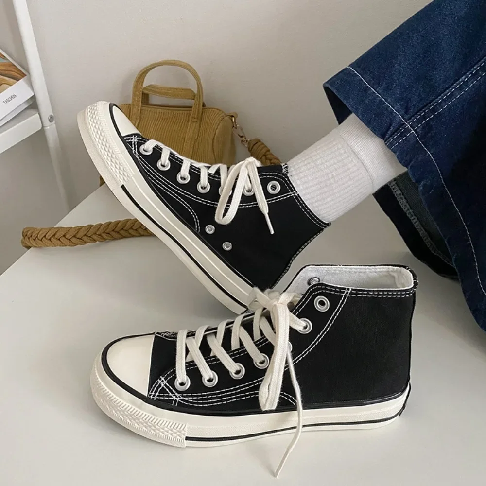 2025 Women Canvas Shoes Spring Fashion Casual Men's Flat Shoes New Fashion Comfortable Women's Thick Soled Shoes