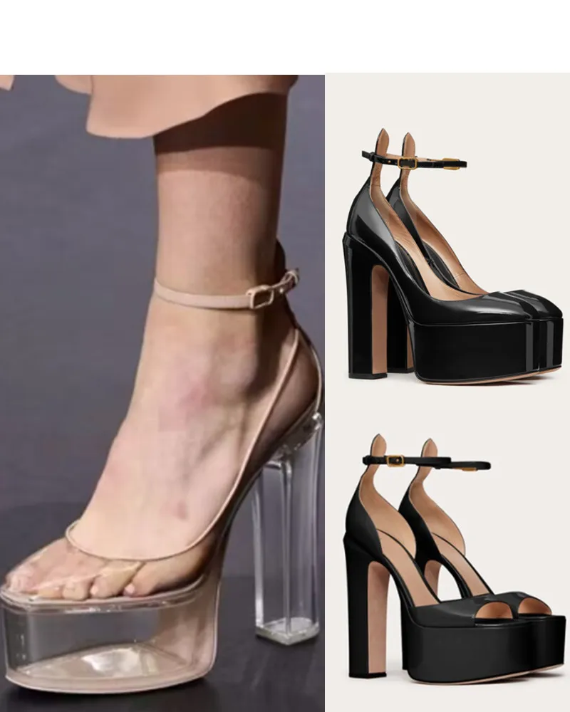 2025New Brand Women's Shoes Super High Heel Party Fashion Thick Sole Leather Shoes Bridal Shoes Wedding Party Shoes Women Summer