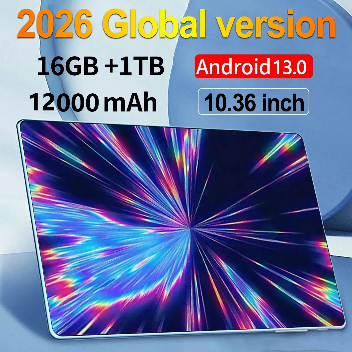 2026 5G New 10.36Inch Tablet Android 16GB RAM 1TB ROM Android 13.0 12000mAh Battery 16MP 32MP 10 Core Dual Sim Network Bluetooth