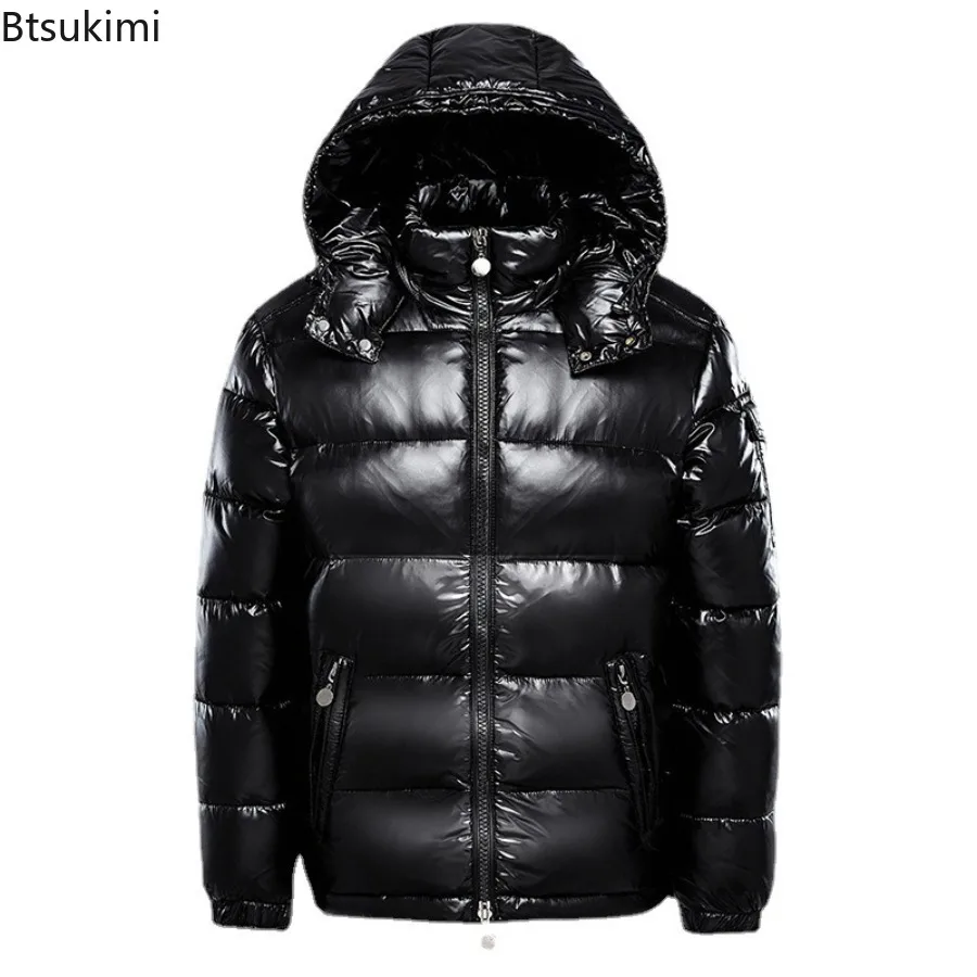 2026 Fashion Waterproof Short Cotton Jackets Men's Black Lightweight Snow Parkas High Quality Glossy Parkas Winter Jackets Male