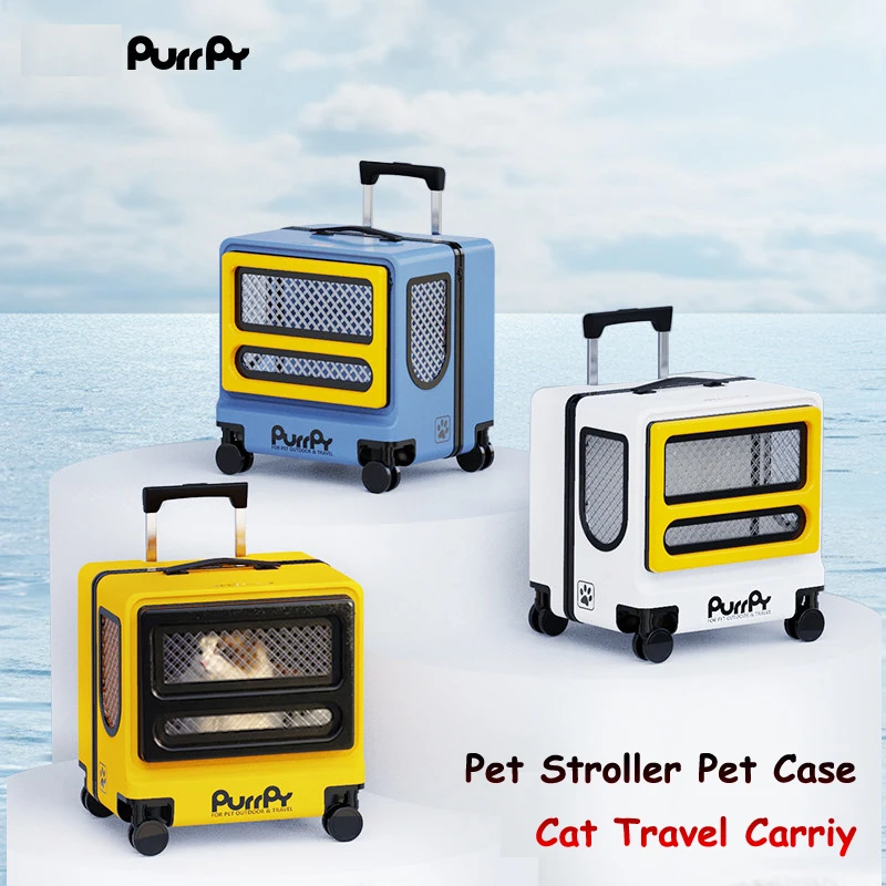 2026 Large Capacity Cat Stroller with Ventilation Shock Absorption Silent Pet Trolley Shockproof Adjustable Rod for Cats/Pets