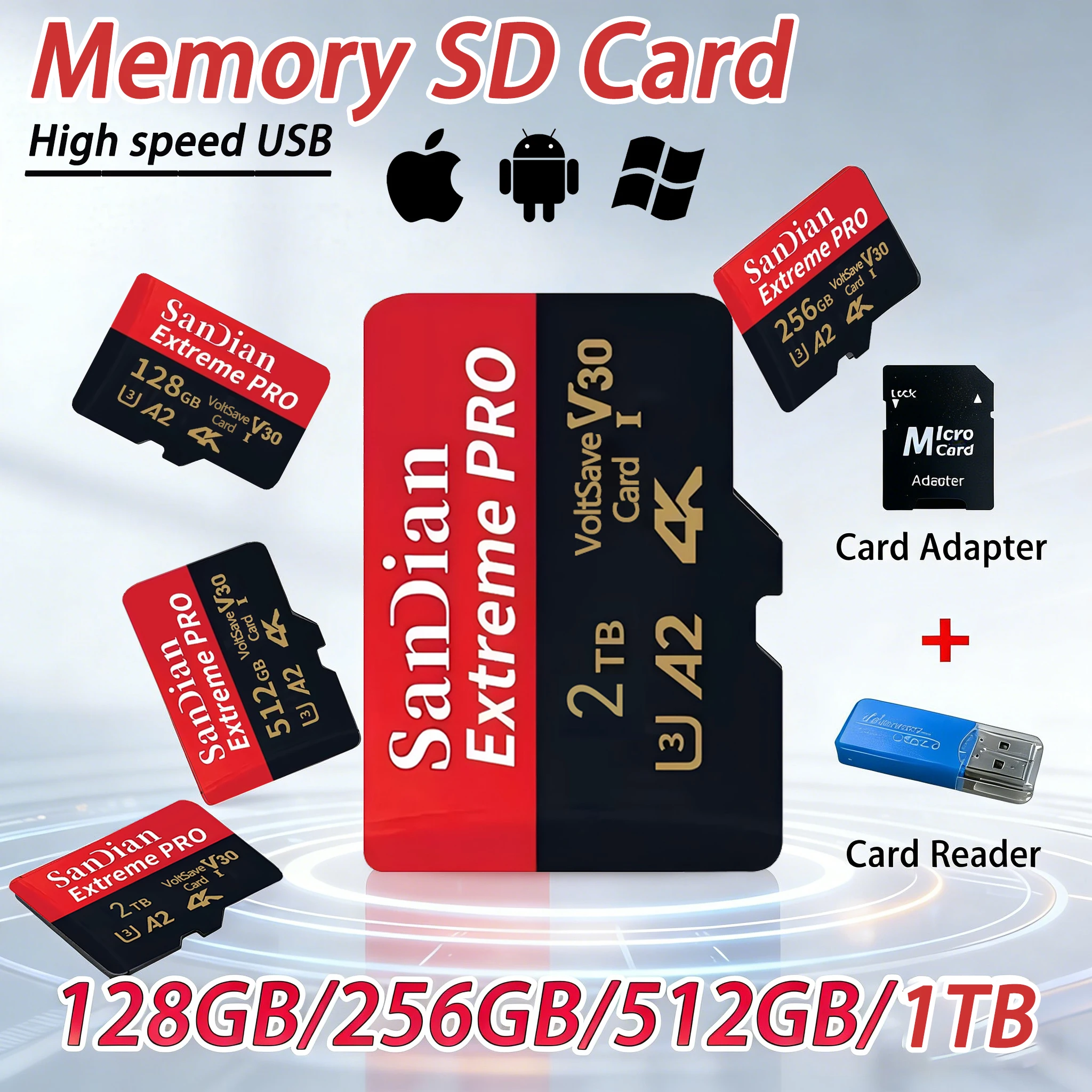 2026 New Class10 Memory SD Card 256GB 512GB 128GB High Speed Micro TF/SD Cards shockproof SD Memory Card For Phone Tablet PC