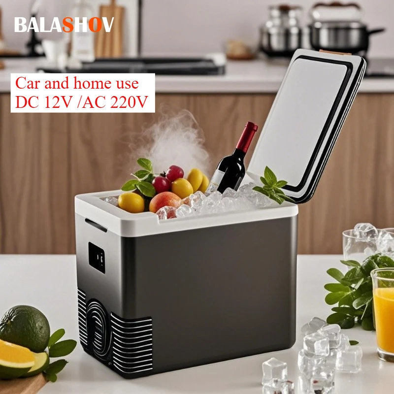220V Home Refrigerator 12V Car Refrigerator Freezer Heater 10L Mini Auto Freezer Cooler & Warmer Electric Fridge Portable Icebox