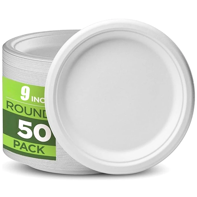 25/50PCS 9inch Circular Paper Plates Disposable Biodegradable Paper Plates Suitable Party Christmas Barbecue Salad Desserts
