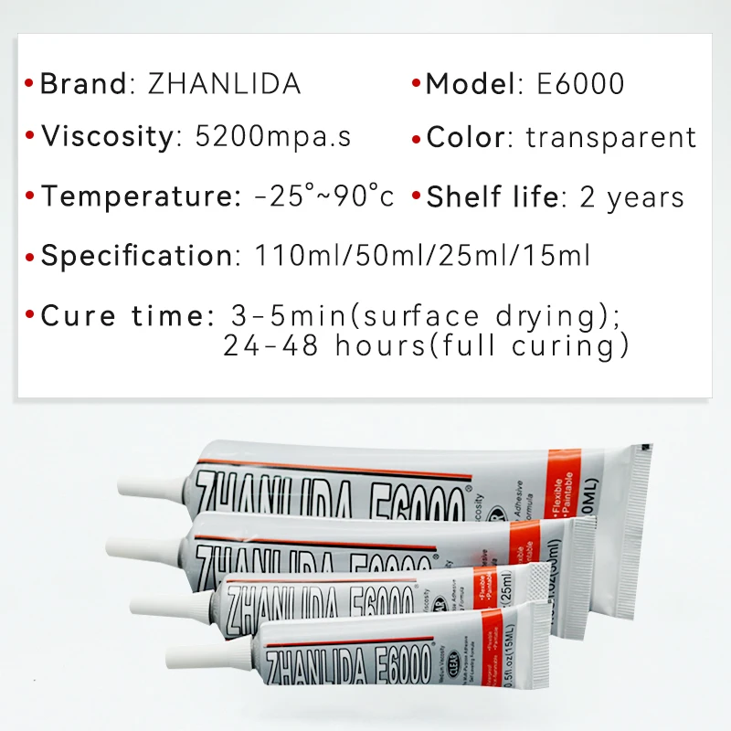 2Pcs E6000 Glue DIY Crystal Rhinestones Craft Tool Needles Epoxy Adhesive Strong Hotfix for Jewelry Clothes Fabric Plastic