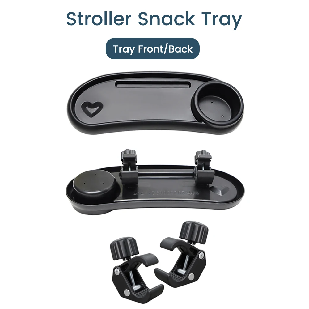 3-in-1 Universal Stroller Snack Tray Adjustable Cup Holder Phone Slot Compatible with Most Strollers Multifunctional Travel