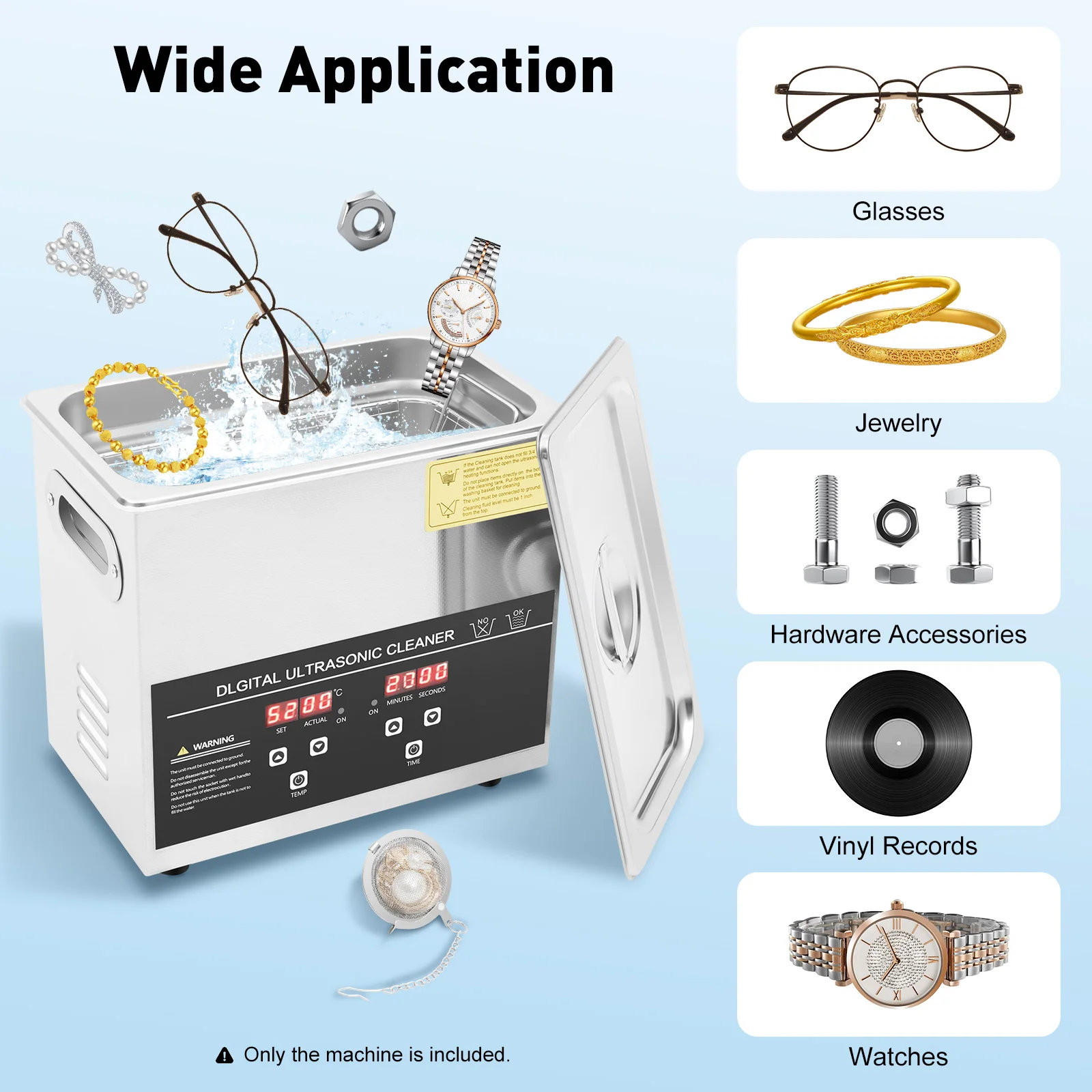 3.2L Ultrasonic Cleaner Stainless Steel Ultrasonic Cleaning Machine Glasses Jewelry Washing Tool TH-20A Ultrasonic Washing Bath