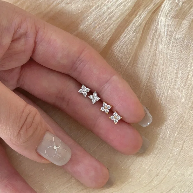 3/4/5MM 925 Sterling Silver 5A Zircon Simple Star Tiny Stud Earrings for Women Fine Jewelry Minimalist Ear Hole Care Accessories