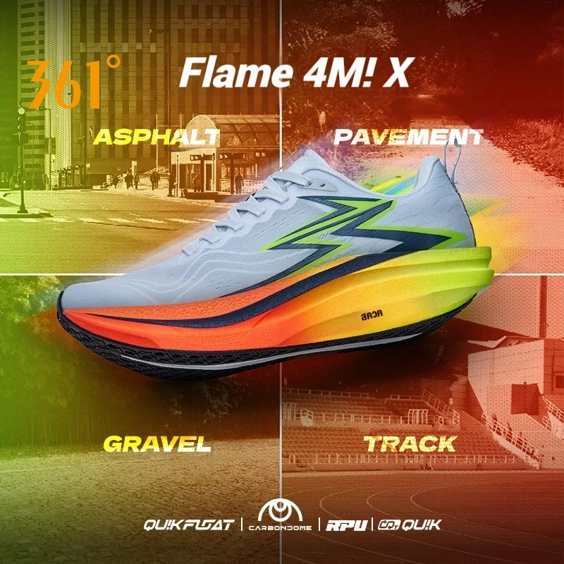 361 Degrees Flame 4.0 MIX Men Running Shoes Carbon Plate Racing Marathon Stable Rebound Wear-resistant Male Sneakers 672512204