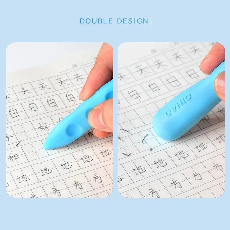 3Pcs/Box Creative Cartoon Soft Double Head Super Large Hole Cute Eraser Students Pencil Eraser School Kawaii Stationery Supplies