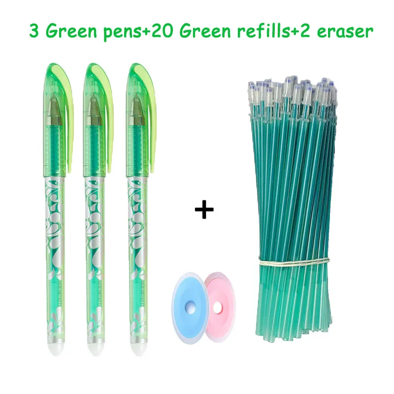 3Pens+20Refills Color Erasable Pen Gel Pens Rod Washable Handle School Writing Office Supplies Stationery Pencil Cute Pen