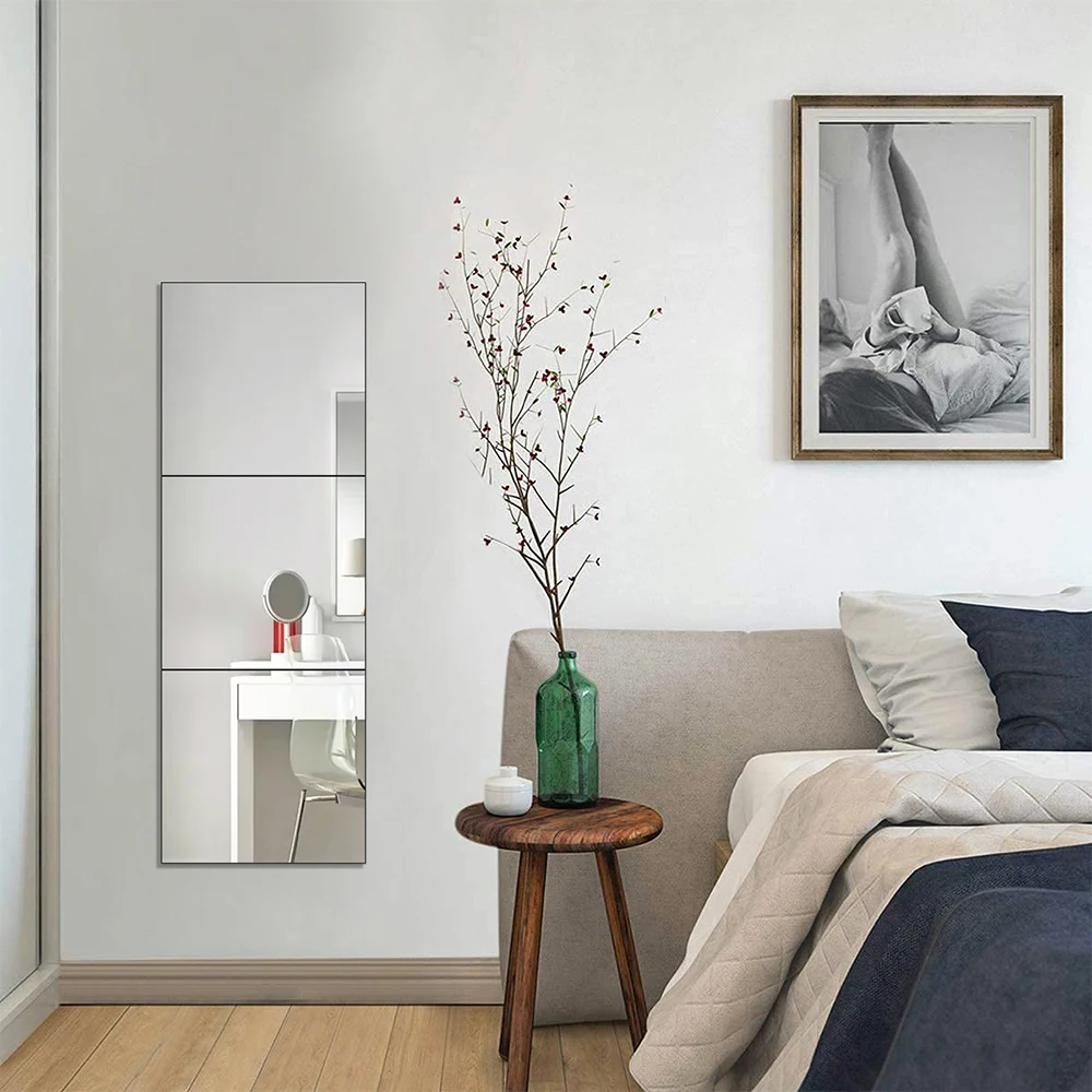 3pcs 30cm Acrylic Adhesive Wall Mirror Tiles