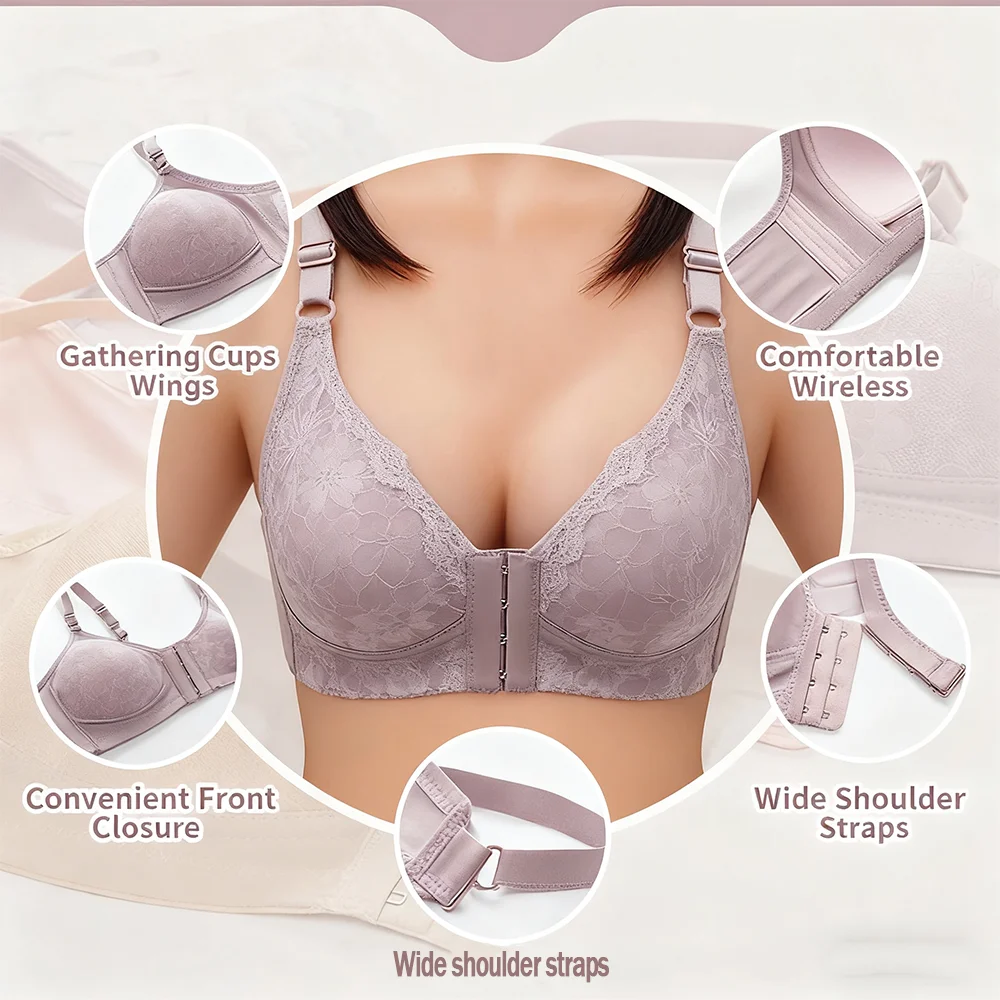 3pcs Plus Size Adjustable Thin Women's Bra Gathered Soft Comfortable Wire-Free Maternity Underwear Fashion Female Bras