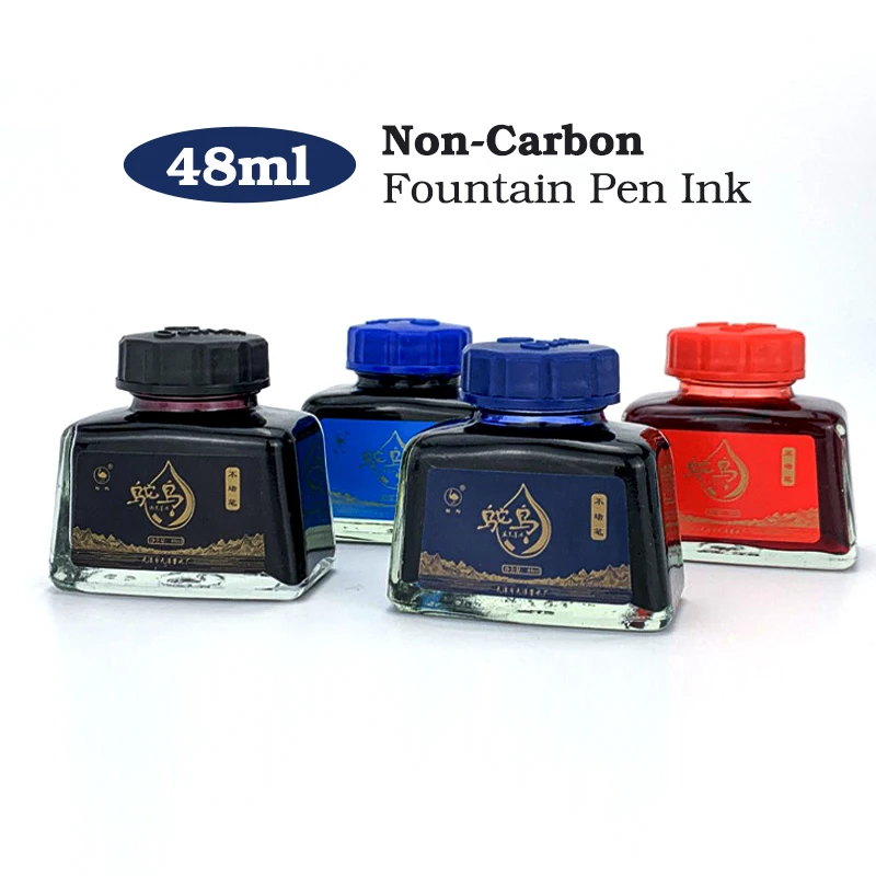 4 Colors Non-Carbon 48ml Bottle Fountain Pen Ink,Black, Blue, Red,Dark Blue,Non-Erasable, Office And School Supplies