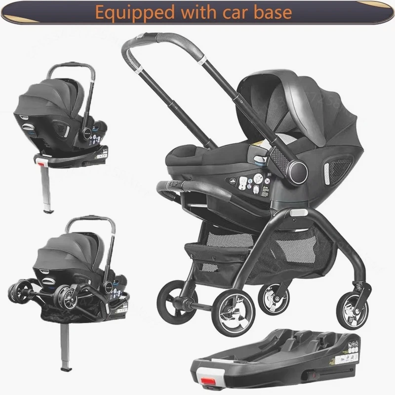 4-in-1 Baby Stroller, Child Car Seat with ISOFIX Base, Luxury Portable and Lightweight Newborn Stroller