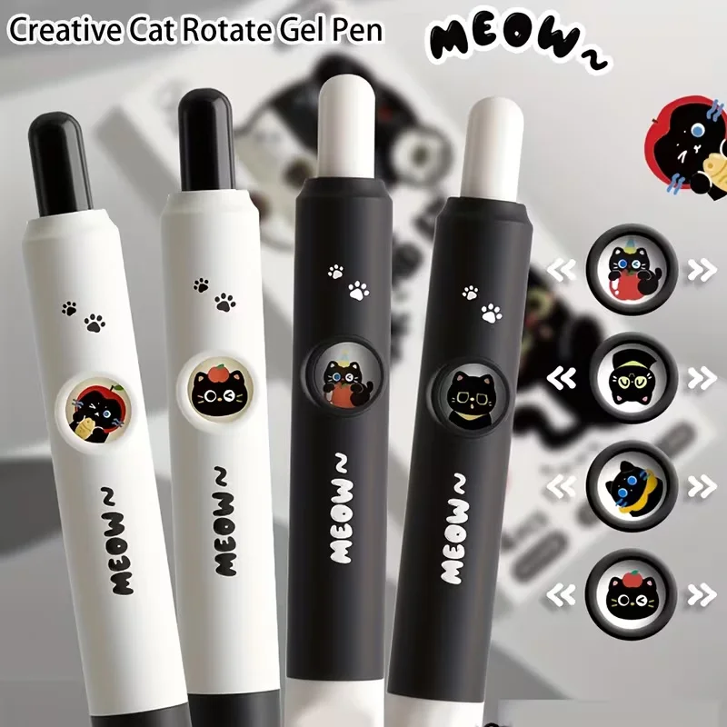 4pcs Kawaii Cat Pens Paw 0.5mm Quick-Dry Black Ink-Smooth Writing Retractable Pens School Journaling Birthday Christmas Gift ﻿