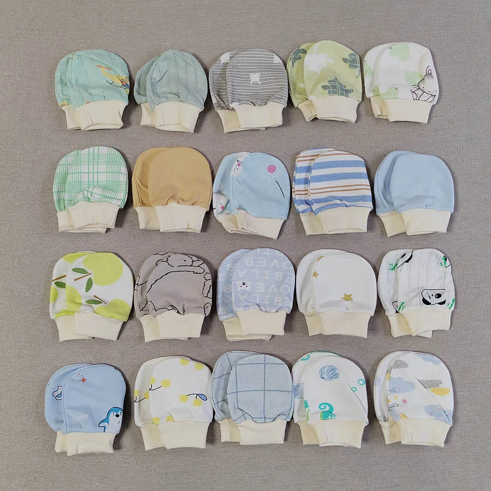 5 Pairs Baby Mittens Newborn No Scratch Mittens For Baby Set Cotton 0-3 Months Baby Gloves For Boy Girl Random Delivery