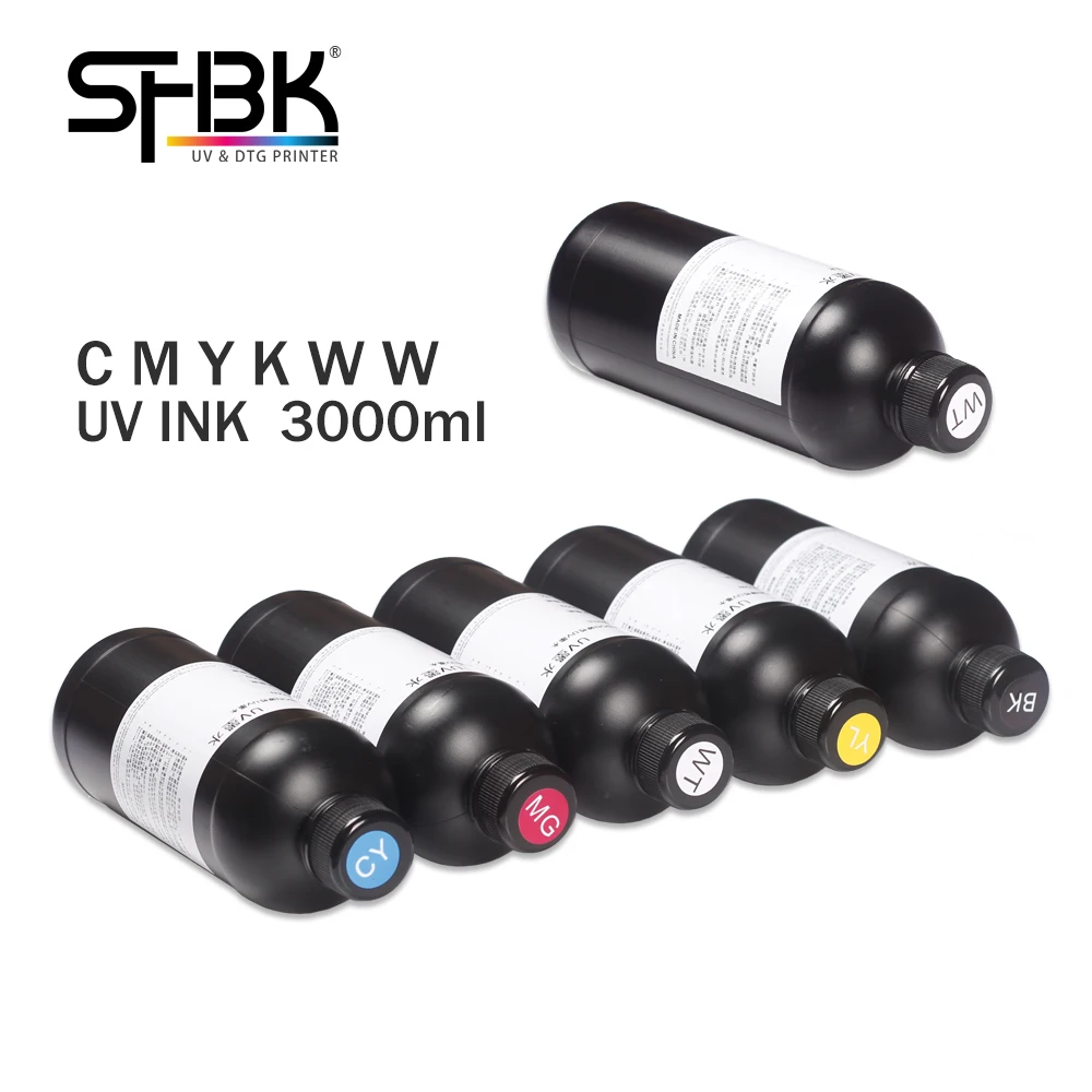 5 bottles 1 set kit 1250ML or 2500ML UV Ink for flatbed printer for EPSON DX5 DX7 DX11 TX800 XP600 L1800 L805 R1390 Printhead