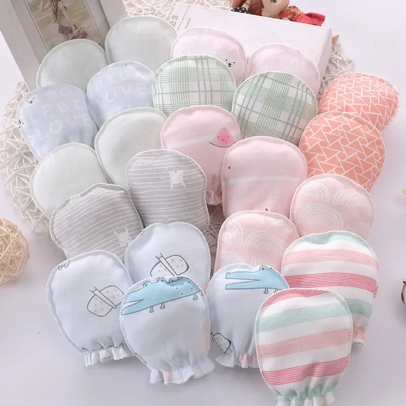5 pairs/lot Christmas gift Newborn Baby Mittens Cotton Cartoon Soft Boys Girls Resuable Gloves 0-3M Baby Girl Boy Head Mittens