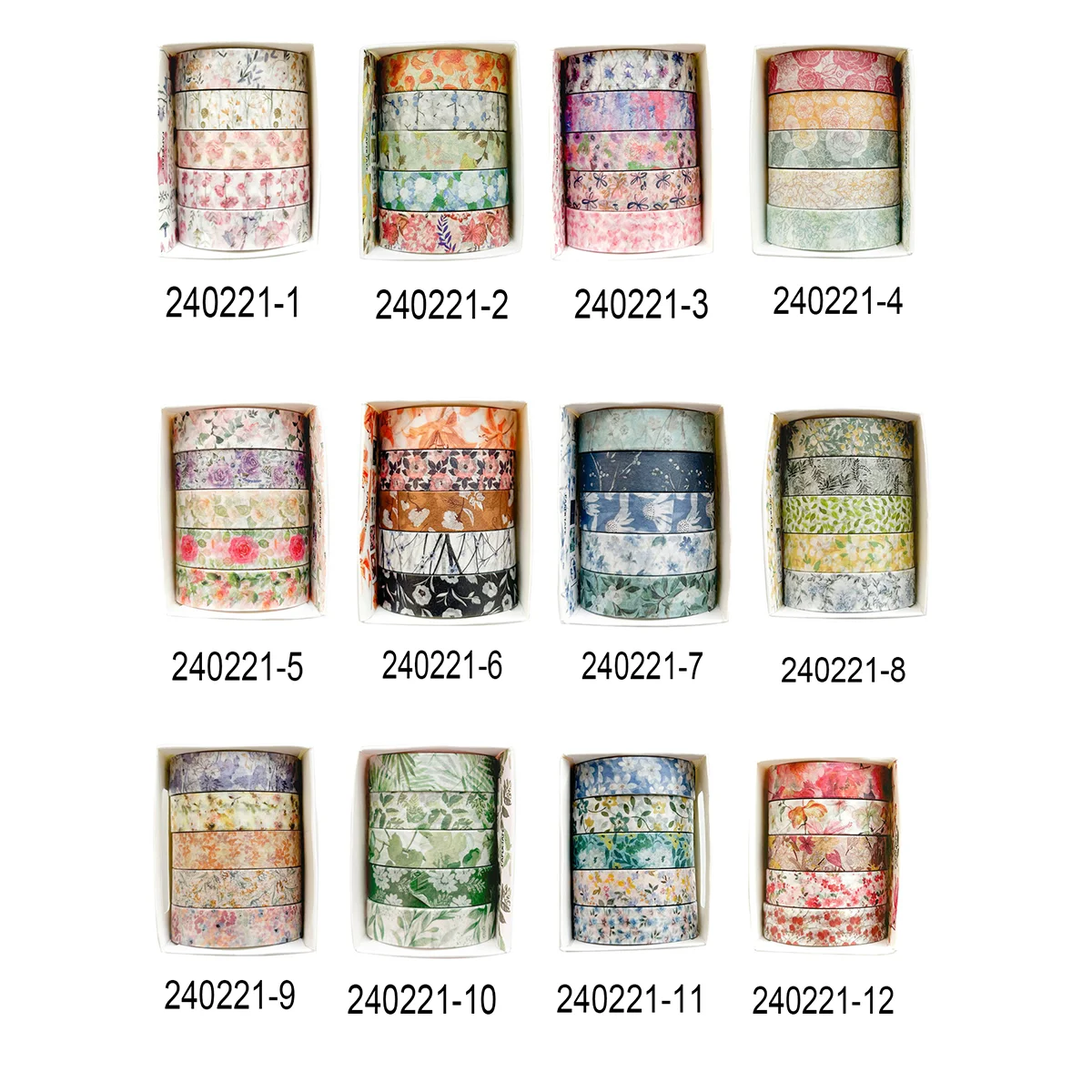 5 rolls of boxed romantic flower handbook tape, cute DIY fresh decorative washi tape for students, a must-have gift for students