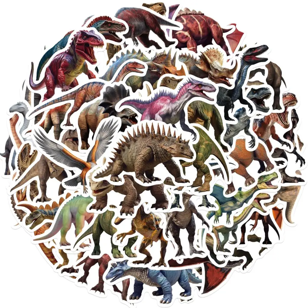 50PCS Jurassic Dinosaur Stickers Kids Toy Gift DIY Laptop Phone Suitcase Notebook Ancient Animal Sticker Graffiti Decals