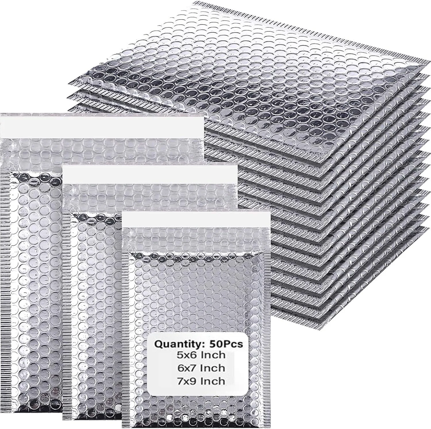 50Pcs Silvery Bubble Envelope Shipping Packaging Supplies Packing Bag Bags Small Business Mailer Mailing Office School