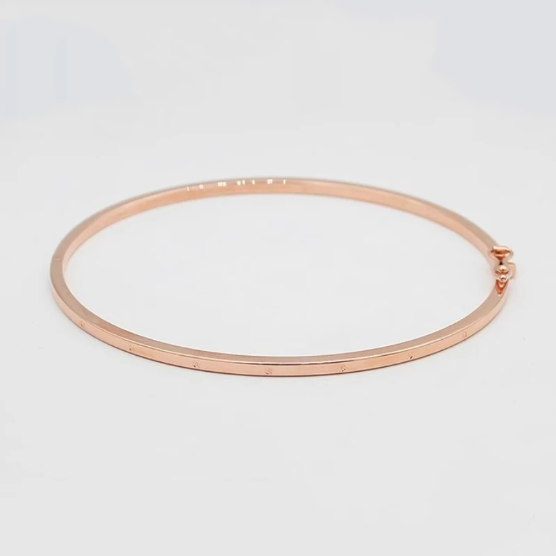 585 Purple Gold Plated 14K Rose Gold Simple Glossy Bracelet for Women Fashion High Grade Fine Style Charm Bangles Jewelry